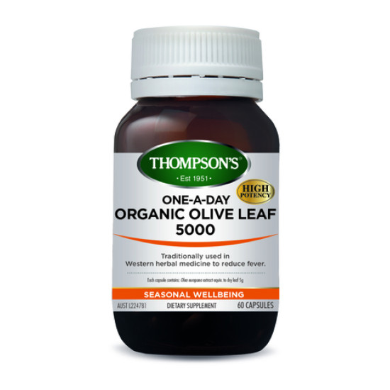 Thompson's Organic Olive Leaf 5000 One A Day 60 Capsules