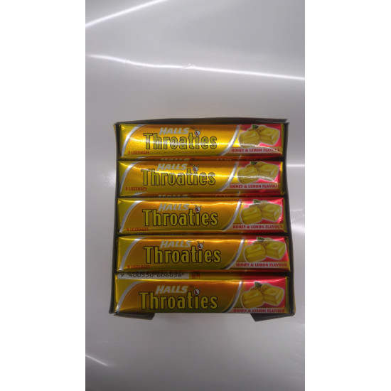 Halls Throaties Honey & Lemon 20 Sticks Per Box