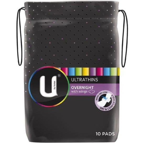 U By Kotex Ultrathins Pads Overnight Wings 10s