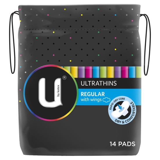 U By Kotex Ultrathins Pads Regular Wings 14s