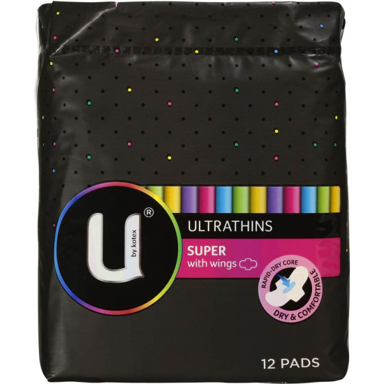 U By Kotex Ultrathins Pads Super Wings 12s