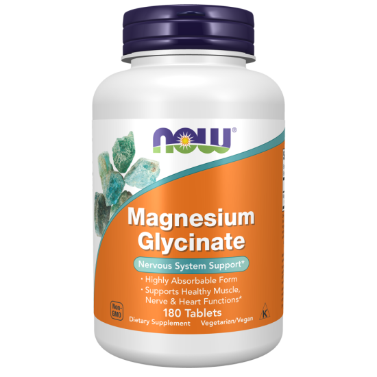 NOW Foods Magnesium Glycinate 180 Tablets packaging
