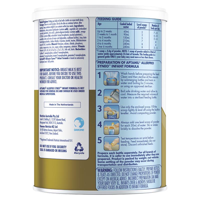 Aptamil Allerpro Syneo One Baby Formula Milk Powder 900g - Image 6