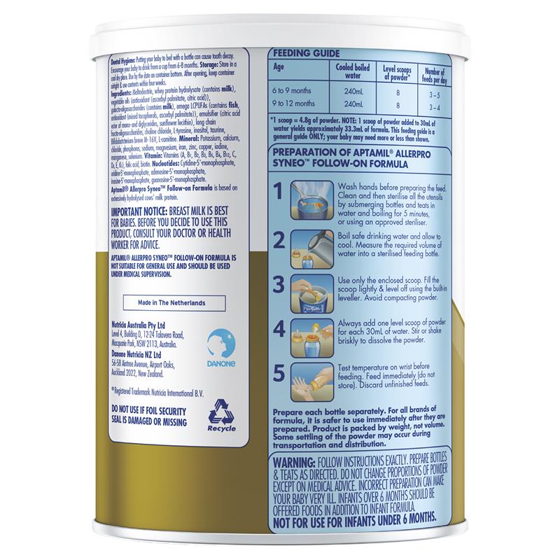 Aptamil Allerpro Syneo Two Baby Formula Milk Powder 900g - Image 6