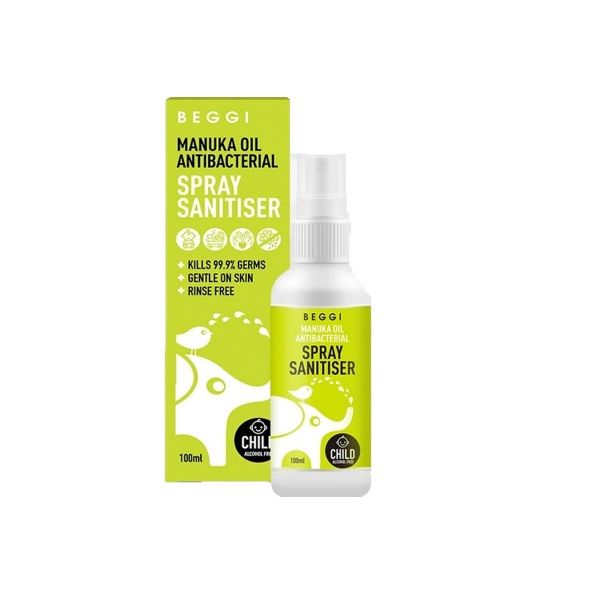 Beggi Manuka Oil Antibacterial Sanitiser Spray Child Safe Alcohol Free 100ml