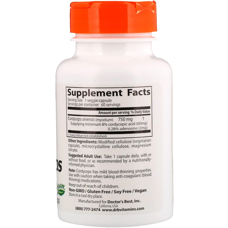 Doctor's Best Ultra Cordyceps 750mg 60 Capsules - Image 3