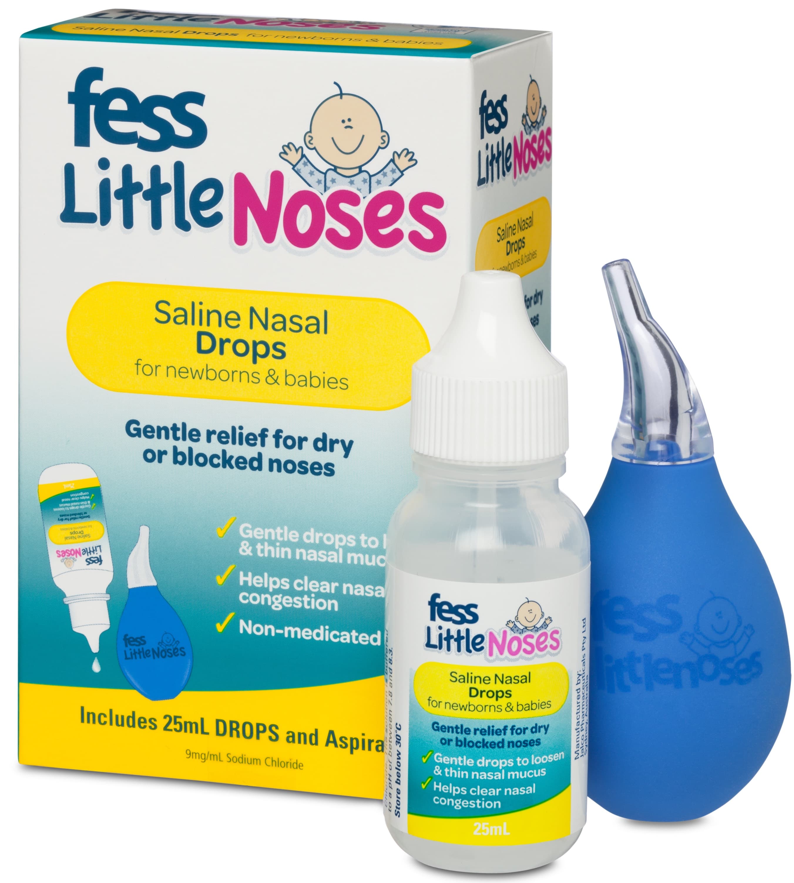 Fess Little Noses Saline Drops 25ml and Nasal Aspirator