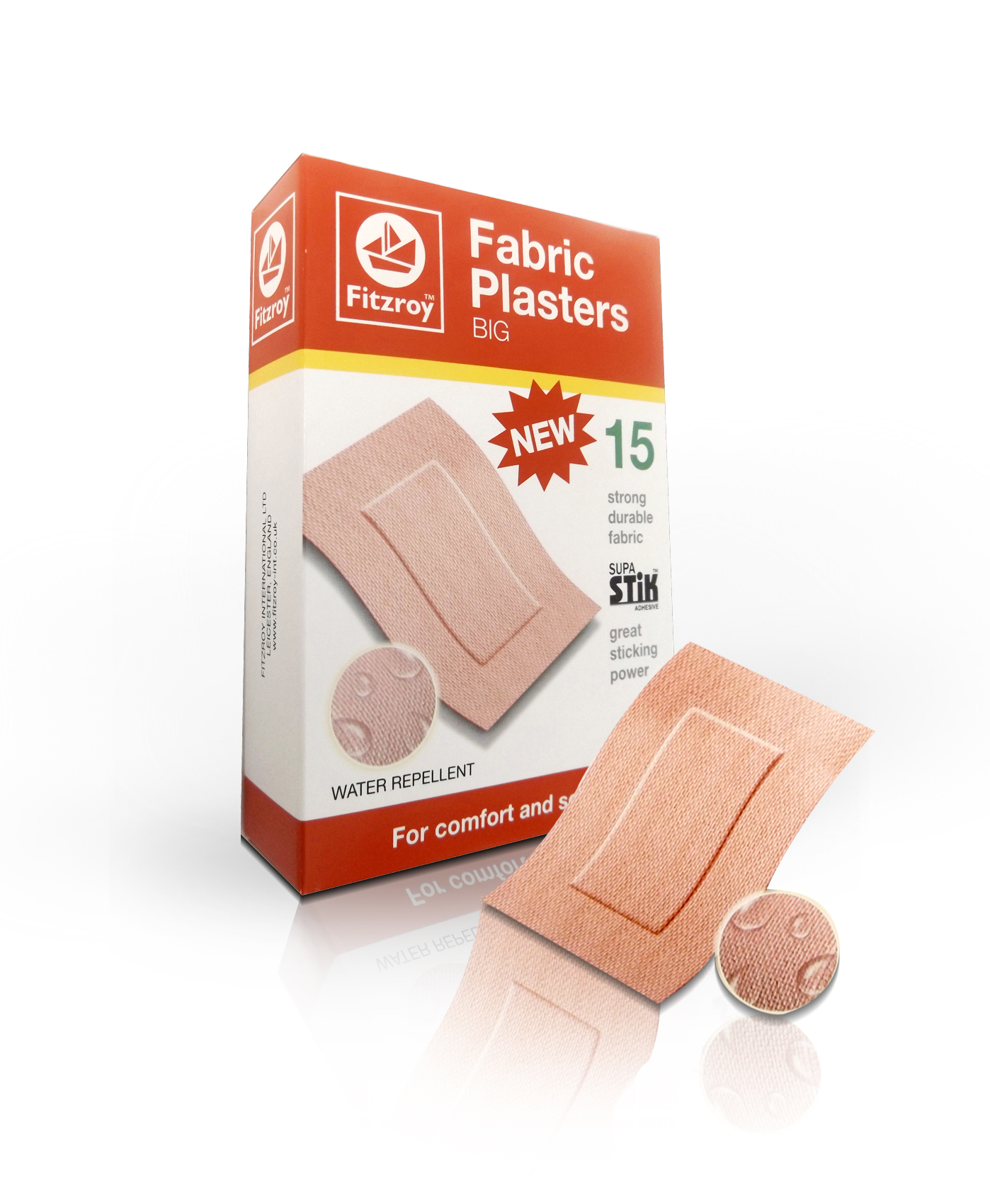Fitzroy Big Fabric Plasters 15 pieces per box