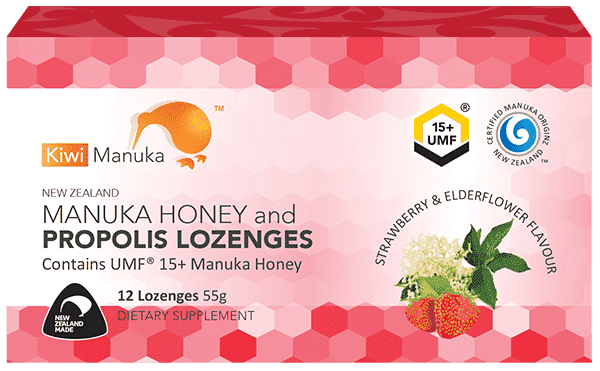 Kiwi Manuka Manuka Honey UMF 15+ 12 Lozenges Strawberry