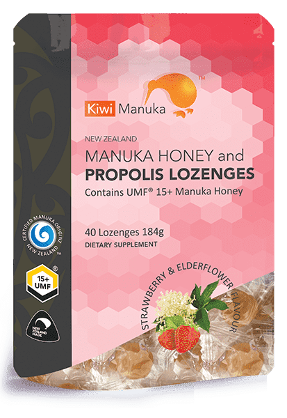 Kiwi Manuka Manuka Honey UMF 15+ 40 Lozenges Strawberry