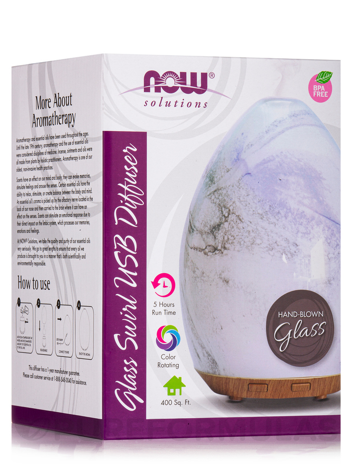 Now Foods Glass Swirl Ultrasonic USB Oil Diffuser