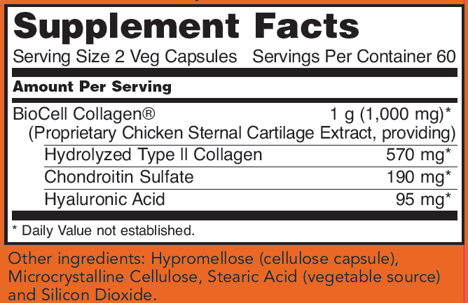 Now Foods BioCell Collagen Hydrolyzed Type 2 120 Capsules - Image 3