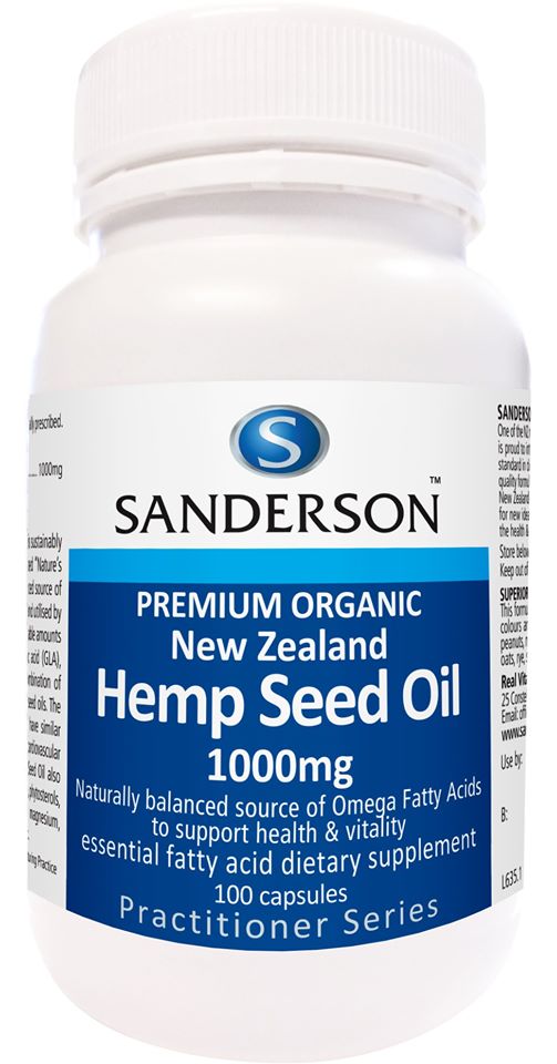 Sanderson Certified Organic NZ Hemp Seed Oil 1000mg 100 Capsules