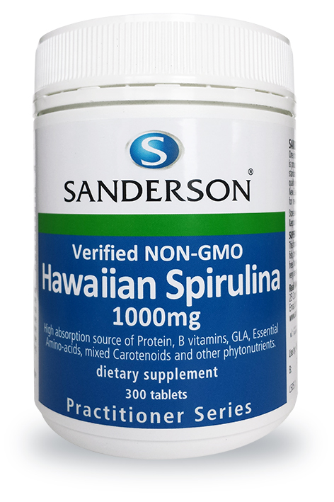 Sanderson Hawaiian Spirulina 1000mg Verified Non-GMO 300 Tablets