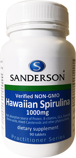 Sanderson Hawaiian Spirulina 1000mg Verified Non-GMO 90 Tablets