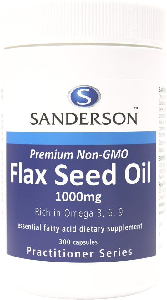 Sanderson Premium Organic Flax Seed Oil Non-GMO 1000mg 300 Capsules