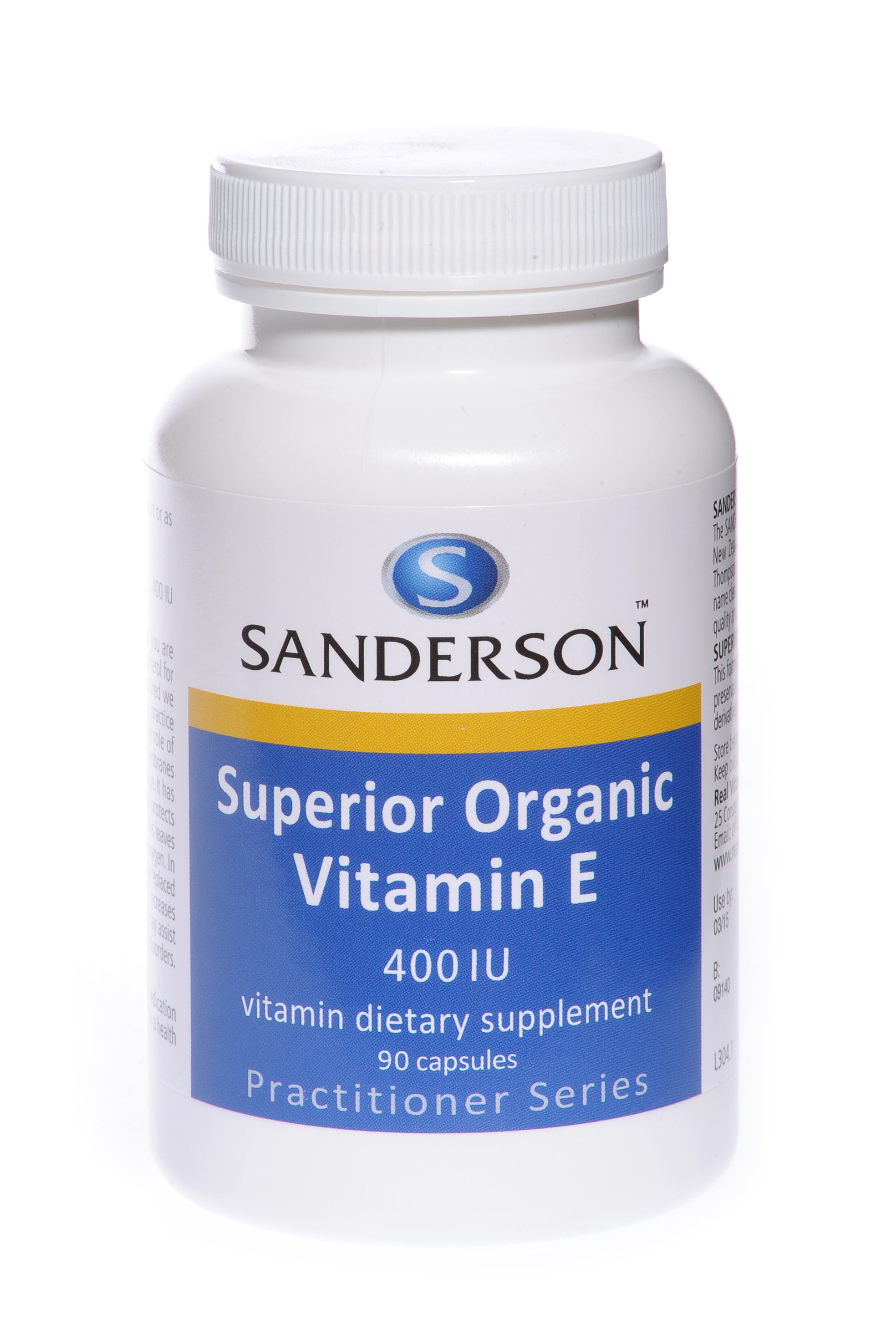 Sanderson Superior Organic Vitamin E 400iu Mixed Tocopherols 90 Capsules