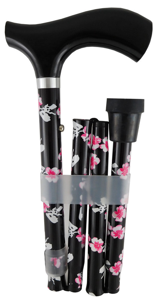 Surgical Basics Aluminium Foldable & Adjustable Walking Stick Blossom 73-85cm
